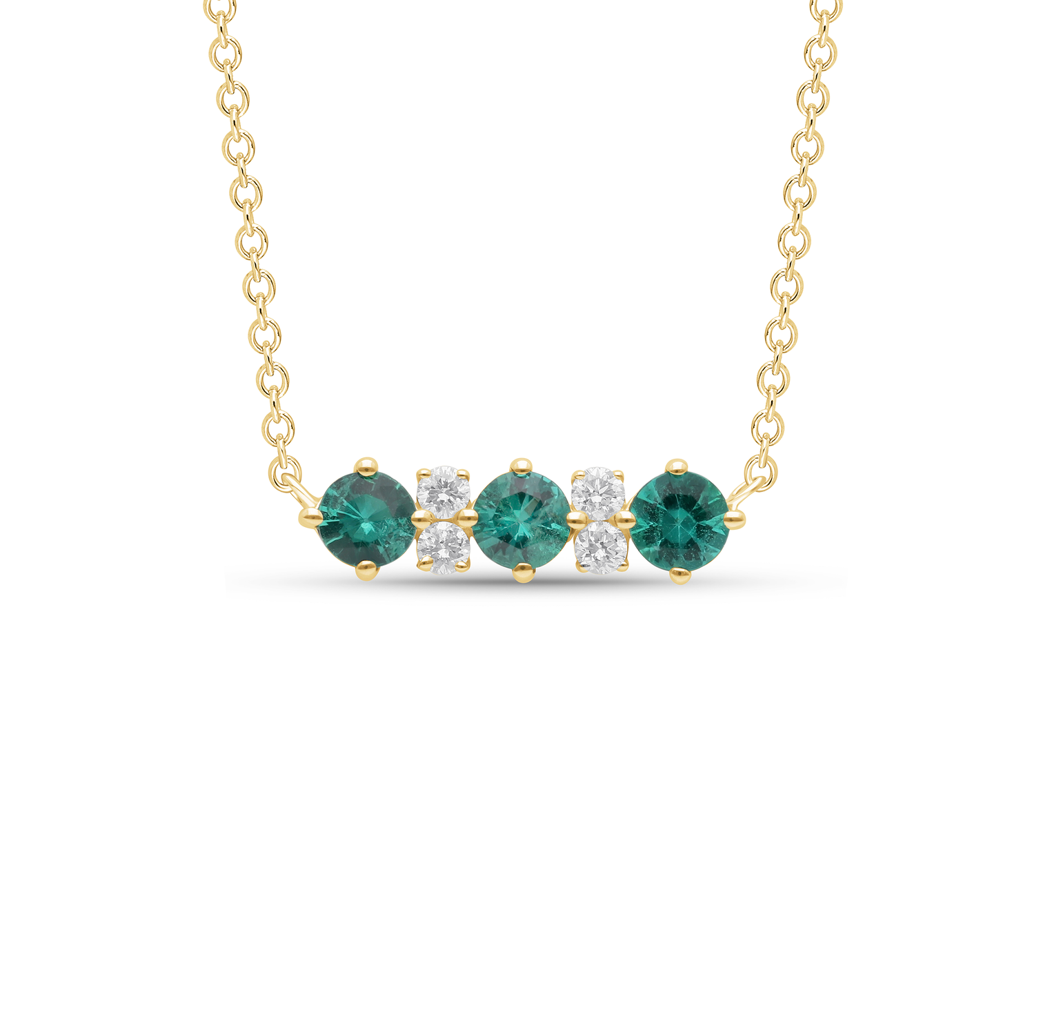 Sabel Collection Alternating Emerald and Diamond Bar Necklace